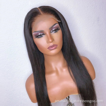 Cheap peruvian Cuticle Aligned hair wig For Black Women Human Hair Straight 4X4 Lace Closure Natural Human Hair Wigs Pre Plucked